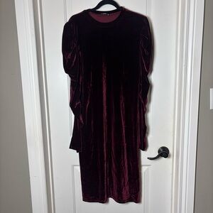 SHEIN red velvet long sleeve dress plus size 1X